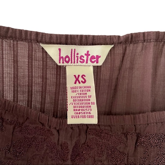 Hollister Lace Strap Embroidered Pleated Front Brown Tank Top - Picture 4 of 4